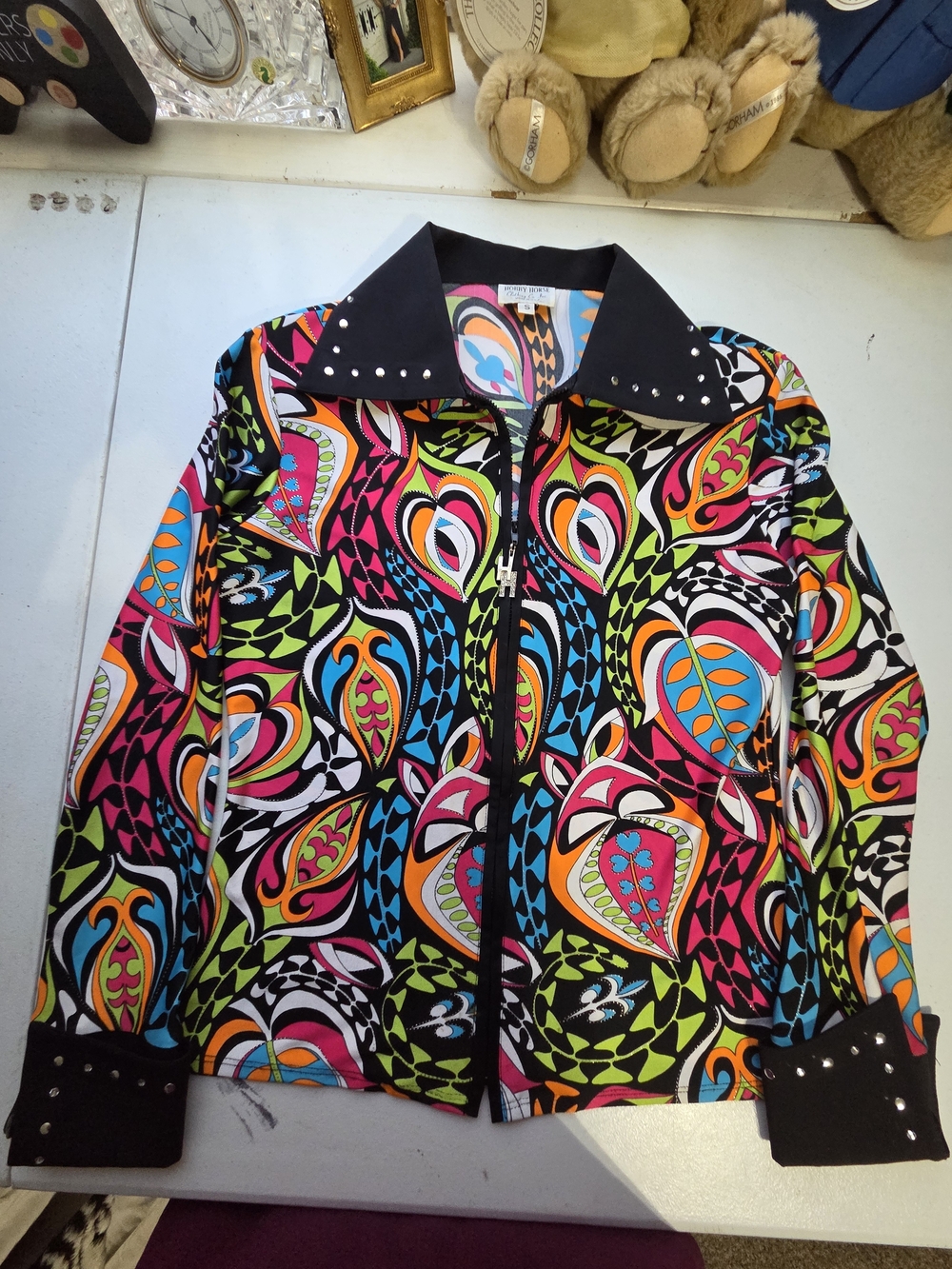 VTG Esquestian Western Show Stud-Trim Multicolor Pattern Jacket - Women, Size S - Picture 15 of 16
